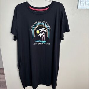 Joyspun Black Graphic T-Shirt with Beach Design sleep shirt